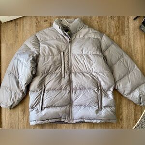 Mens Athletech XL duck feathers down insulated grey hooded puffer coat